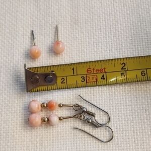 Pale Coral Bead Stud And Drop Earrings, 2 Pair, 1 Sale! Authentic!
